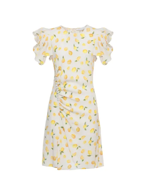 MAR DE MARGARITAS Karin lemon-print ruched mini dress Neutrals MMABW01542PTTS0053