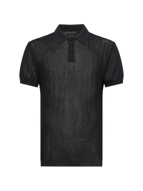 Low Brand chevron-knit polo shirt Black LM26015