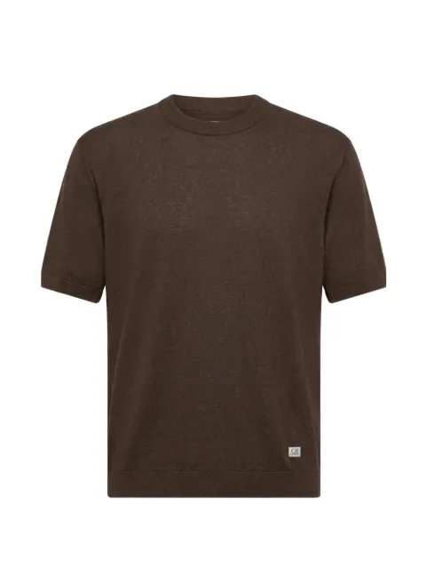 C.P. Company ribbed-trim logo-patch T-shirt Green 20CMKN123A110307A970