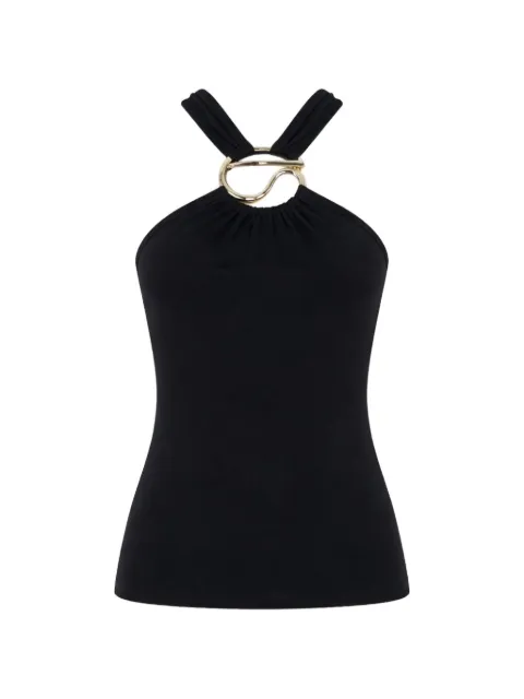 Coperni halterneck metal-logo cotton blouse Black COPT140F5100BLACK