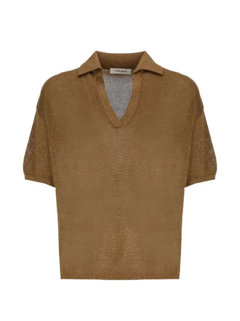 Kangra metallic-effect polo-collar T-shirt Brown 397226023
