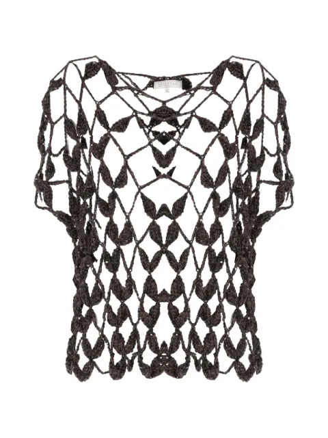 Antonelli sequin-embellished crochet-knit sweater Brown SAPONARIA41787QB6