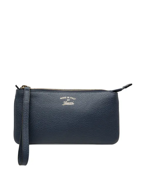 Gucci Pre-Owned 2000-2015 Pebbled Leather Swing Wristlet pouch Blue B8J38CZBSFY42AI3