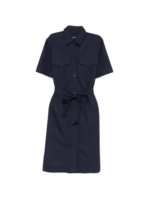 A.P.C. belted short-sleeve shirt dress Blue COHNEF35281