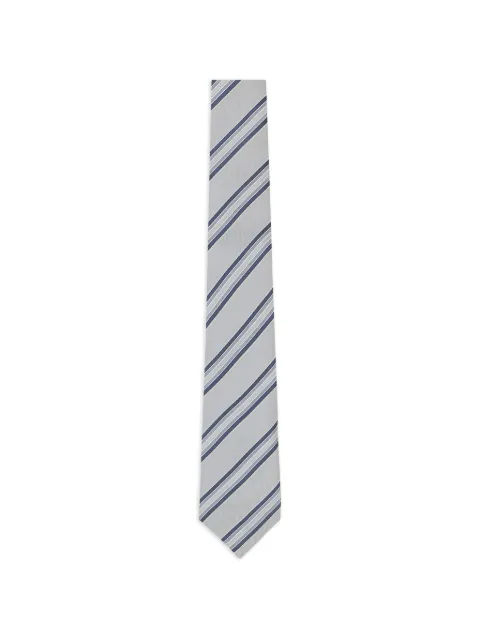 Brunello Cucinelli diagonal-stripe silk tie Grey MR8370018C002