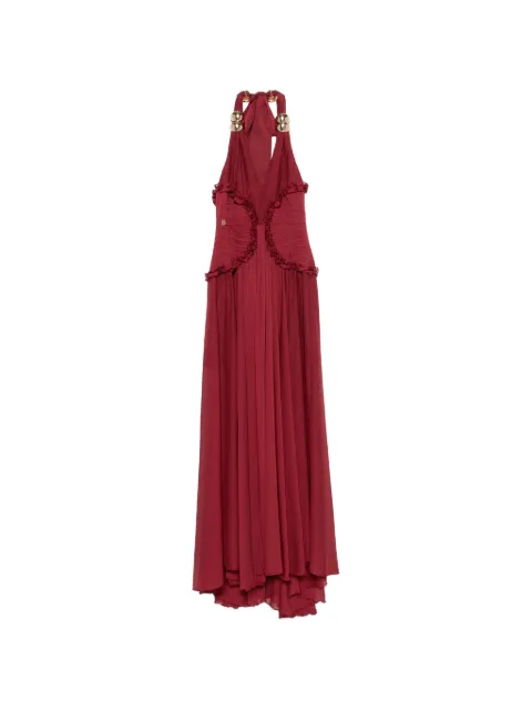 Babylone Paris ruffled halter-neck maxi dress Red WS00922BORDEAUX
