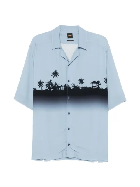 BOSS palm-tree print ombré shirt Blue 50559633