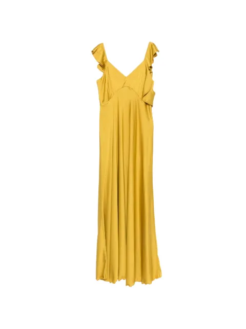 LE RJTANGE ruffled-detail maxi dress Yellow SK852606