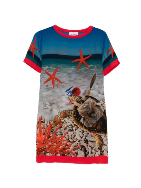 The Artistylist graphic-print short-sleeve mini dress Blue TURTLEDRESSMLT