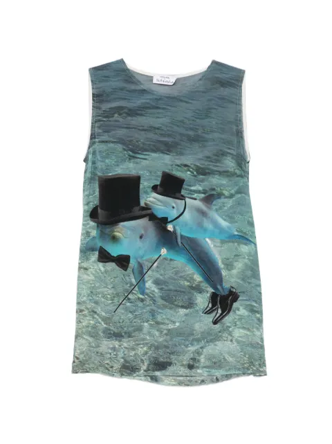 The Artistylist dolphin-print sleeveless top Blue DOLPHINTOPMLT