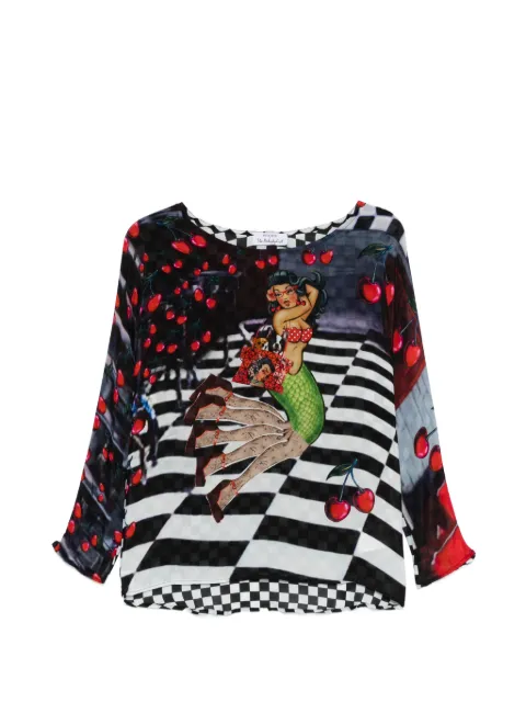 The Artistylist graphic-print checkered blouse Black MARMAIDBLOUSEMLT