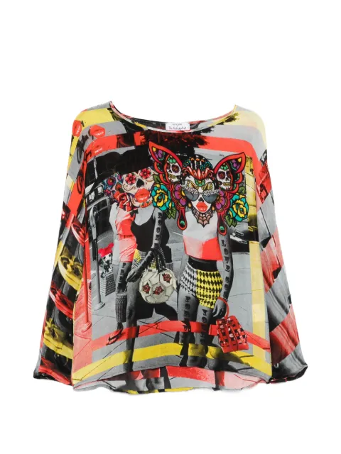 The Artistylist graphic-print long-sleeve blouse Black SKULLBLOUSEMLT
