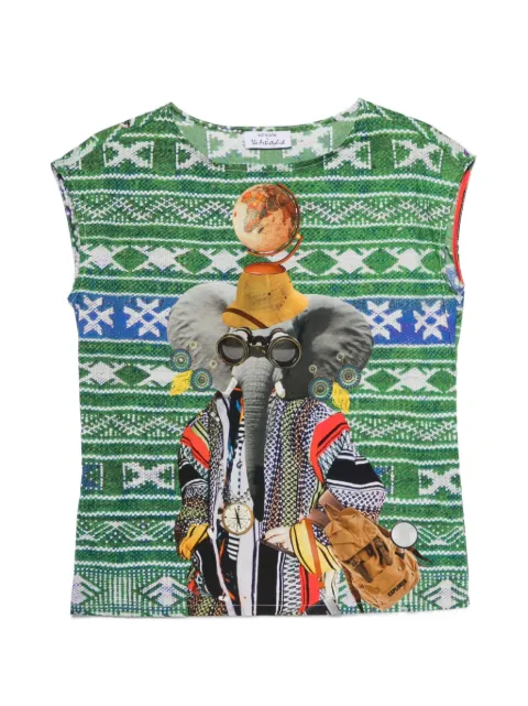 The Artistylist elephant-print geometric-print vest Green ELEPHANTTOPCOTTONMLT