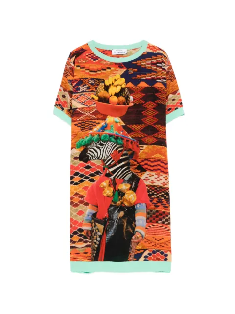 The Artistylist graphic-print silk mini dress Orange ZEBRADRESSMLT