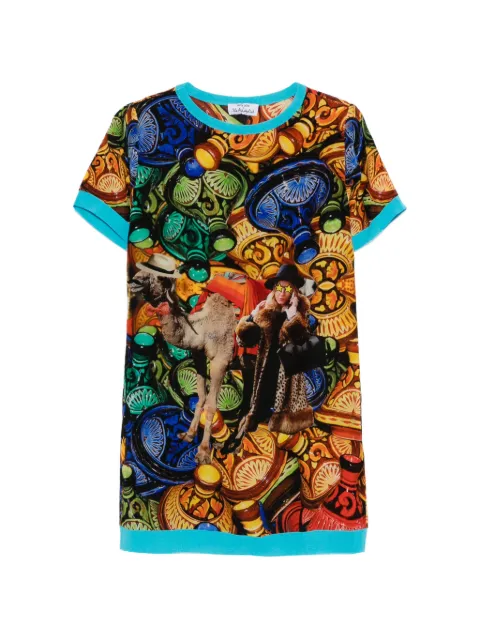 The Artistylist graphic-print short-sleeve mini dress Orange CAMELDRESSMLT