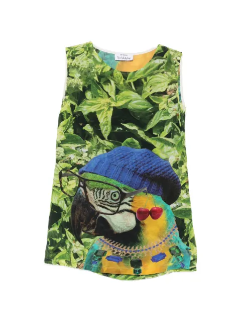 The Artistylist parrot-print sleeveless blouse Green MADNESSTOP