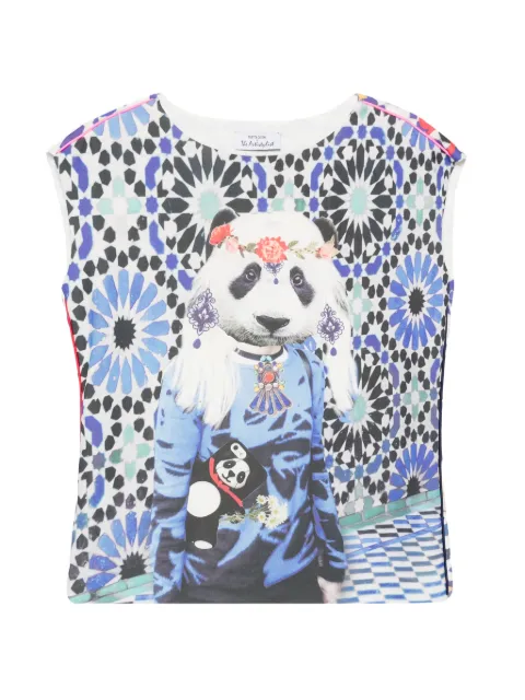 The Artistylist panda-print geometric-pattern tank top White PANDASCUBATOPMLT