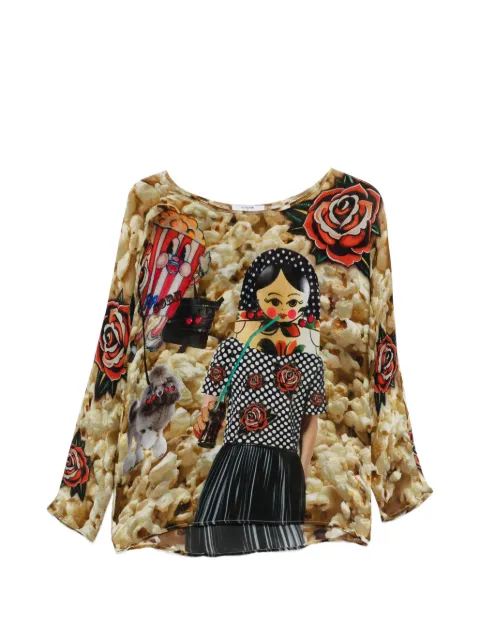 The Artistylist popcorn-print graphic-print blouse Neutrals POPCORNSHIRT