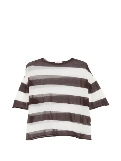 Antonelli Margherita striped sheer T-shirt Brown 41737QT40799