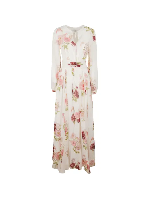 Giambattista Valli floral-print pleated-waist dress White 26SSRVCA503930PRIP015