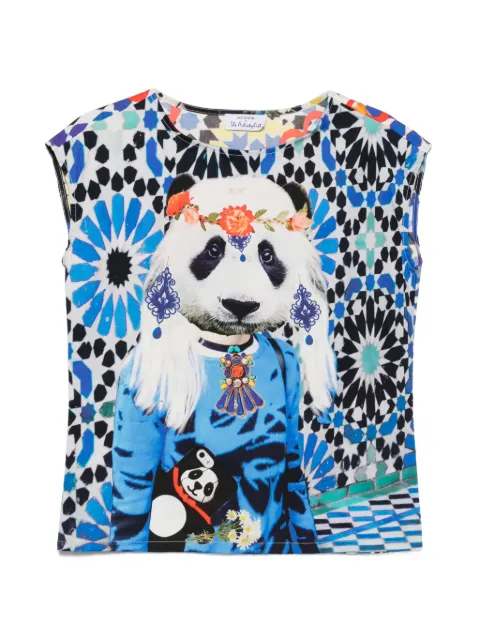 The Artistylist panda-print cotton T-shirt Blue PANDATOPCOTTONMLT