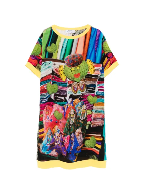 The Artistylist cactus-print short-sleeve mini dress Blue CACTUSDRESSMLT