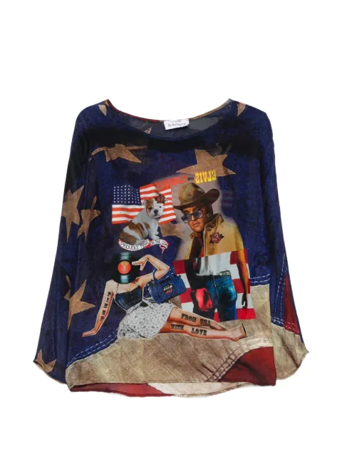 The Artistylist graphic-print long-sleeve blouse Blue USABLOUSEMLT