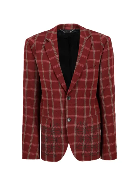 John Richmond Vintage checked embroidered blazer Red WCV25080904