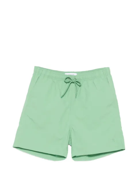 Norse Projects drawstring logo-embroidered swim shorts Green N350635