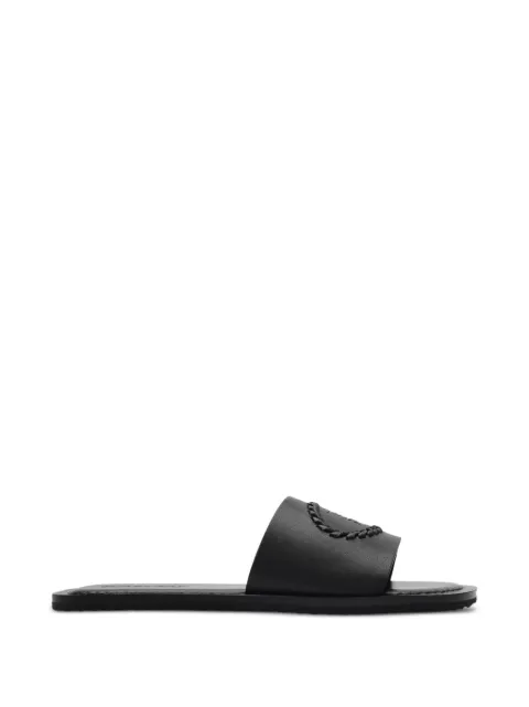 Burberry leather Knight stamp slides Black 8123070