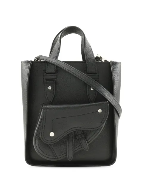 Christian Dior Pre-Owned 2010-2026 Mini Grained Calfskin Saddle Tote satchel Black GLVU7SER08OIJSSK