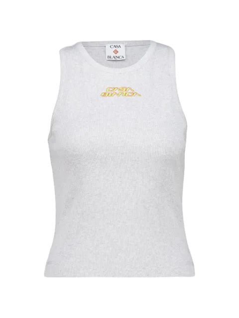Casablanca ribbed-knit logo-print tank top Grey WSS26JTS07202