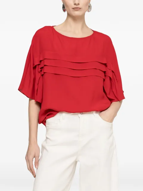 NISSA pleat-detail top Red TOP16549