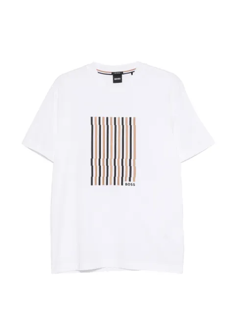BOSS stripe-embroidered T-shirt White 50560466