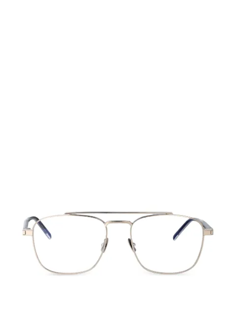 Saint Laurent Eyewear double-bridge pilot-frame glasses Silver SL665OPT