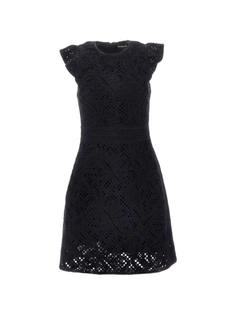 Emporio Armani crochet-knit ruffled mini dress Black EW004407AF22471UC001