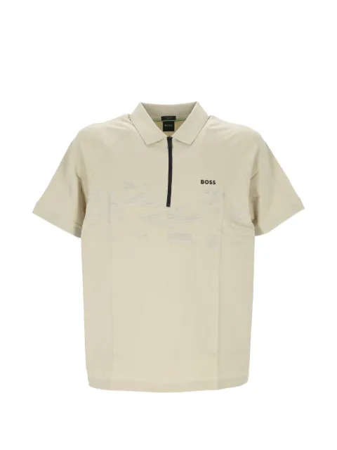 BOSS textured raglan-sleeve polo shirt Neutrals 50559010
