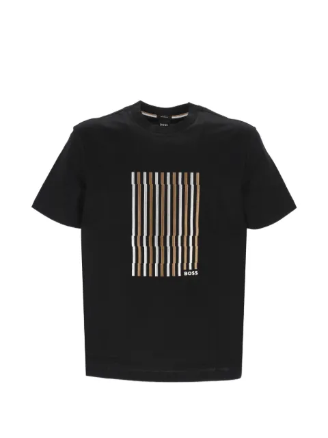 BOSS stripe-artwork T-shirt in cotton jersey Black 50560466