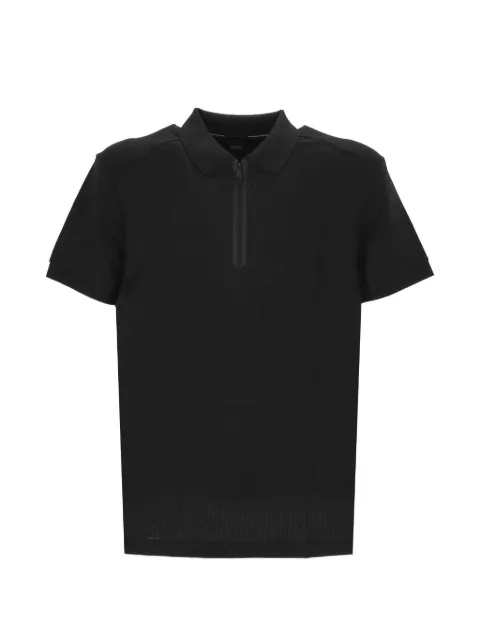 BOSS zip-fastening mesh polo shirt Black 50559328