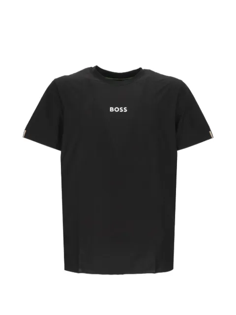 BOSS active jacquard-stripe slim-fit T-shirt with logo print Black 50559199