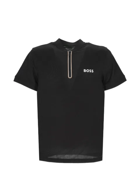 BOSS perforated zip-up polo shirt Black 50559206