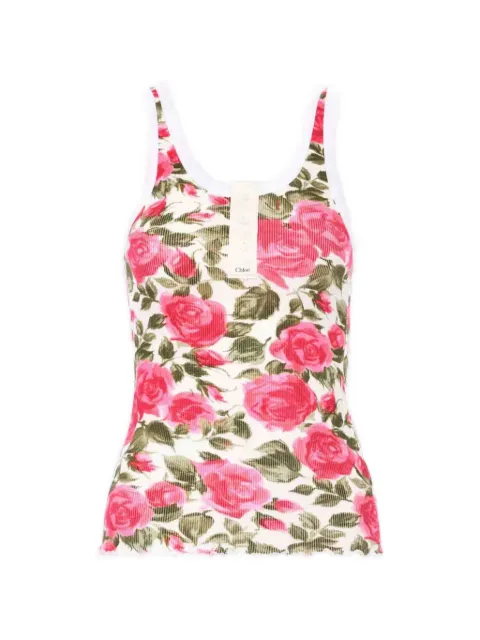 Chloé Henley floral-print tank top Pink CH26UJH58909