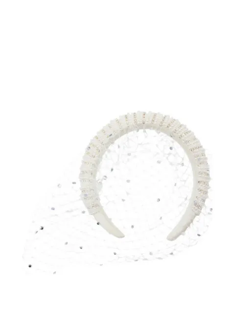 Self-Portrait crystal-embellished veil headband White SS26622HW