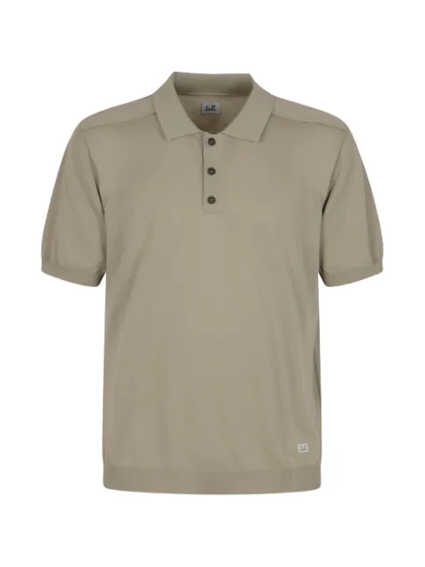 C.P. Company logo-patch knitted polo shirt Grey 20CMKN099A110560A904