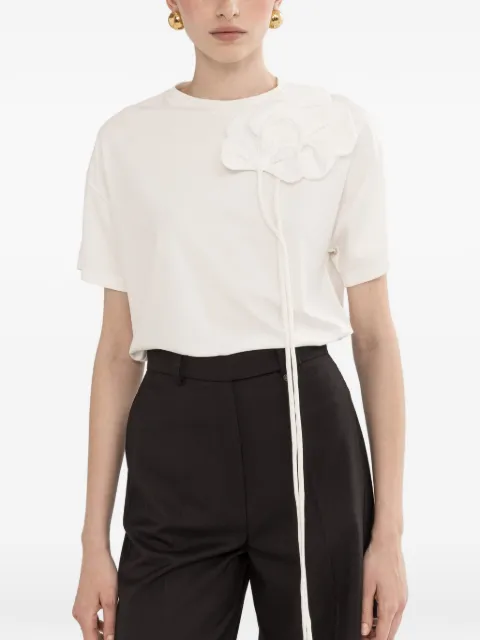 NISSA floral-appliqué T-shirt Black TOP16476