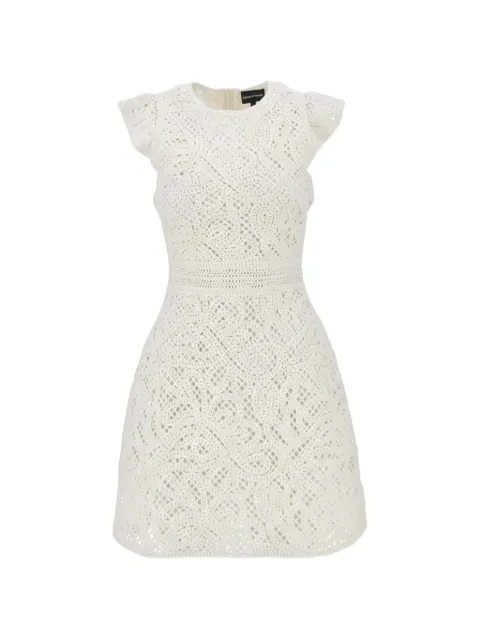 Emporio Armani crochet-knit cap-sleeve mini dress White EW004407AF22471U1058