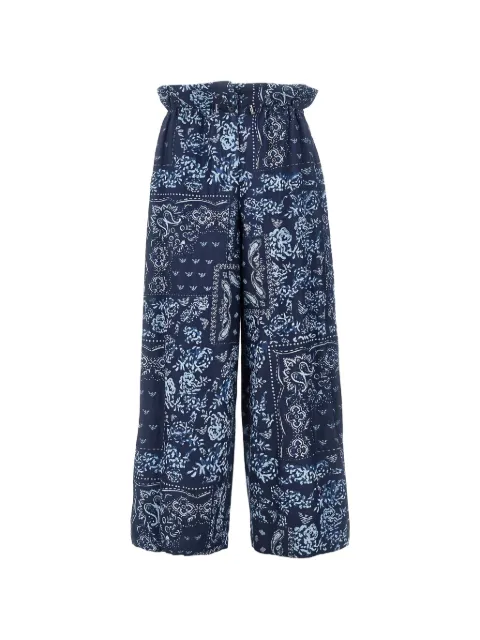 Emporio Armani patchwork floral-print trousers Blue EW003487AF21079