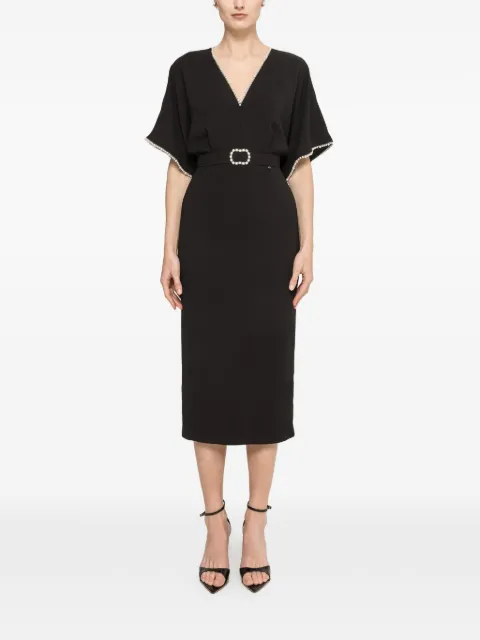 NISSA V-neck midi dress Black RC16626