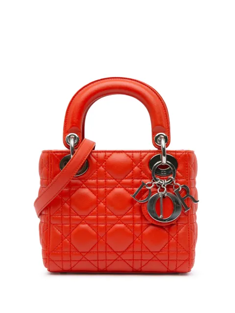 Christian Dior Pre-Owned 2013 Mini Lambskin Cannage Lady Dior satchel Red E7E5YM1TVHAMNNLN