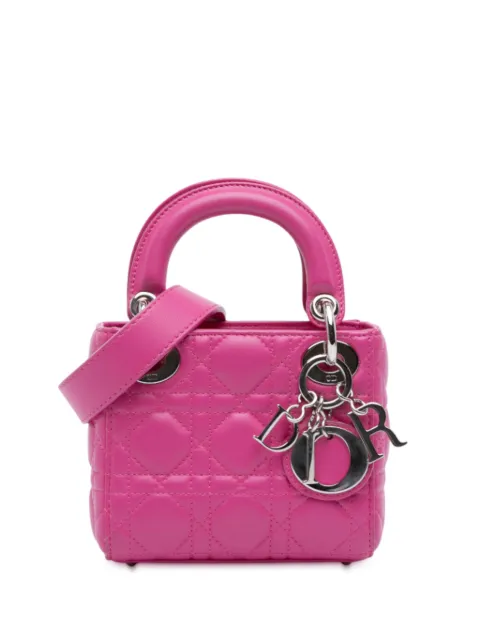 Christian Dior Pre-Owned 2015 Mini Lambskin Cannage Lady Dior satchel Pink DA3580QEEU1CLTYX